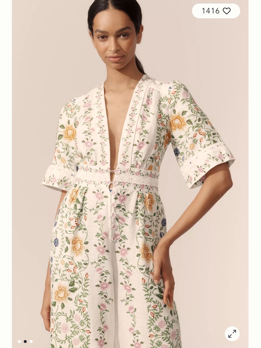 FARM Rio White Floral Embroidered Wide‑Leg Jumpsuit - Picture 2 of 8